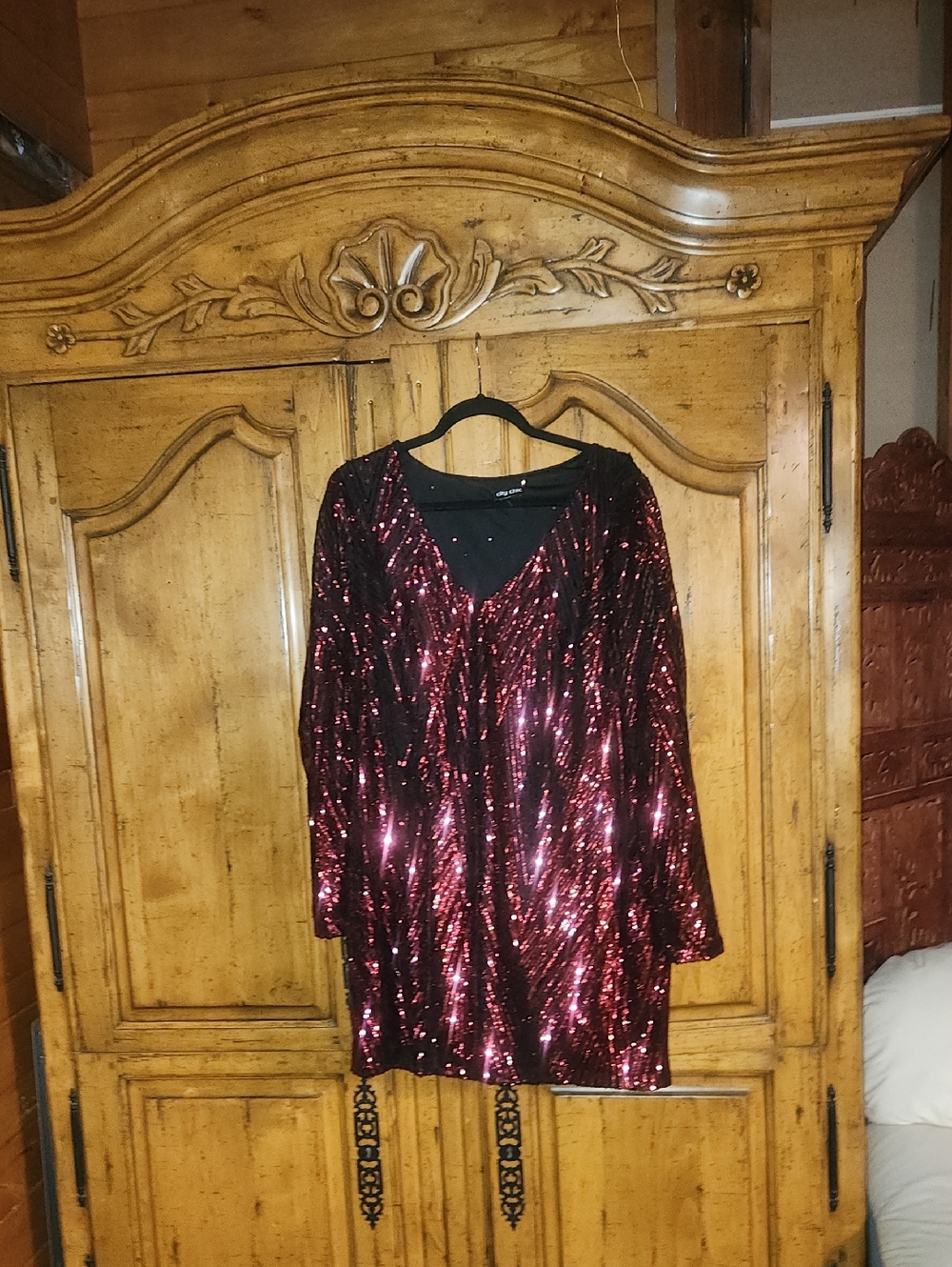 City Chic Micah Sequin Dress Red Size 20 Worn Once